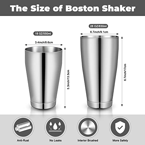 Sabary 6 Pcs Professional Bar Shaker Set for Cocktail Making, Stainless Steel Boston Set for Basic Tools, Weighted Shake