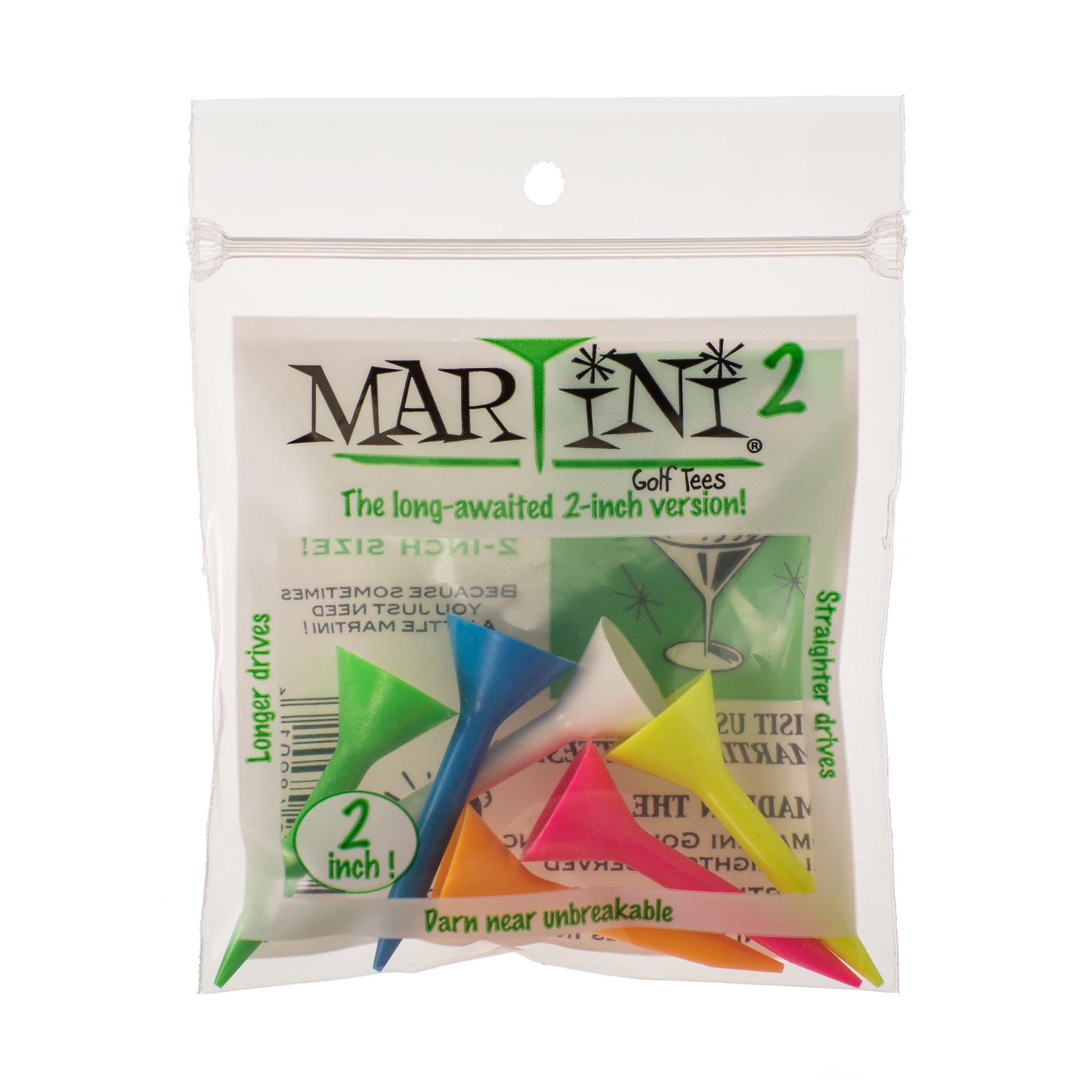 Martini 2" Golf Tees - Premium Pack of 12 for Beginners and Experts | Versatile for Practice and Competitions | Durable 