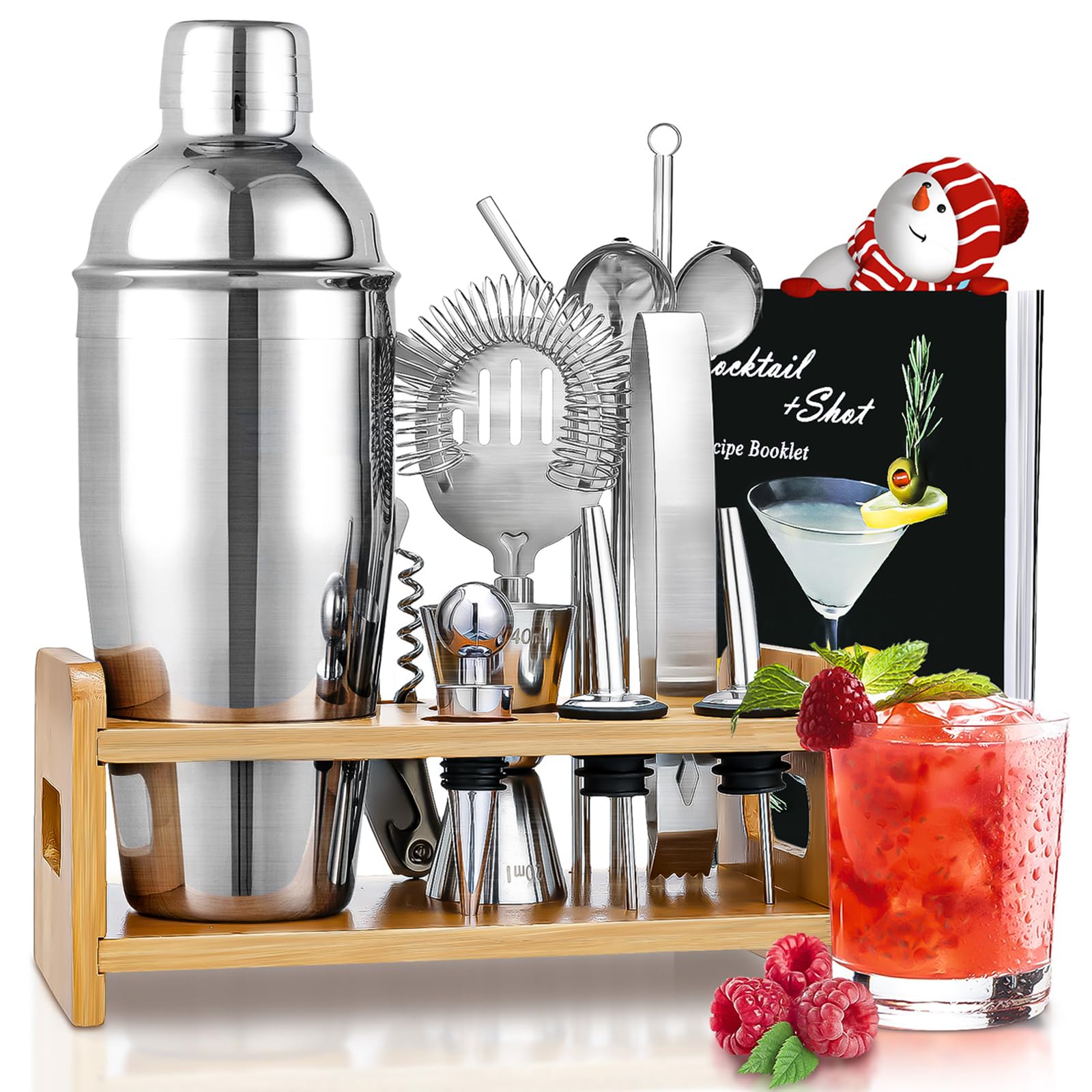 Godmorn 15Pcs Bartender Shaker Set for Home and Bar
| 304 Stainless Steel Martini Shaker and Strainer with Bamboo Stand