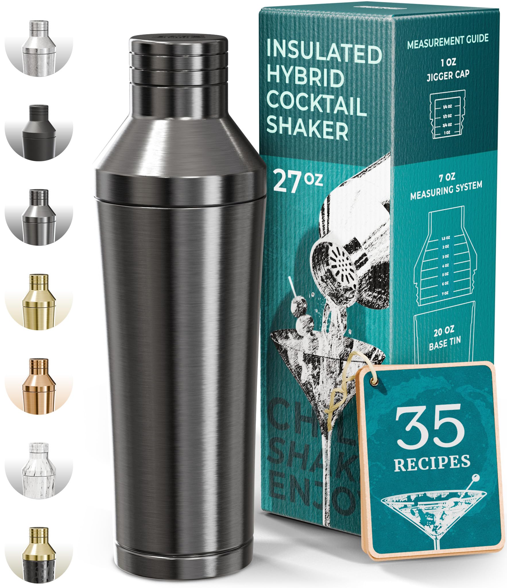 Insulated Double Wall Stainless Steel Cocktail Shaker Set for Home Bar Bartending (Slate Gray)  
Insulated Cocktail Shak